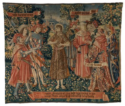 Wandteppich, St. Johannes predigt (Wolle & Seide) von Franco-Flemish School