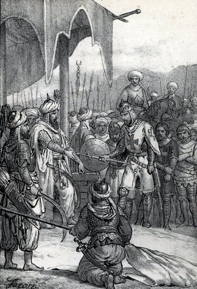Siebter Kreuzzug: König Ludwig IX. wurde in der Schlacht von Fariskur am 6. April 1250 gefangen genommen, Zeichnung aus 