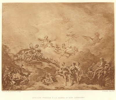 Apollon leitet den Tanz und die Lieder (Gravur) von Francois (after) Boucher