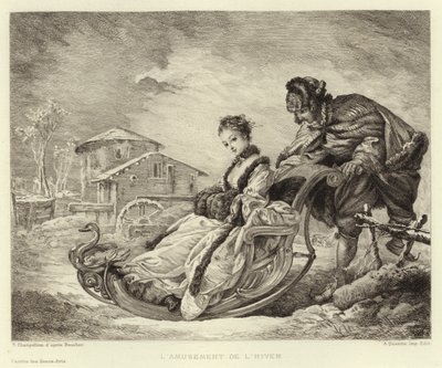 Das Wintervergnügen (Gravur) von Francois (after) Boucher