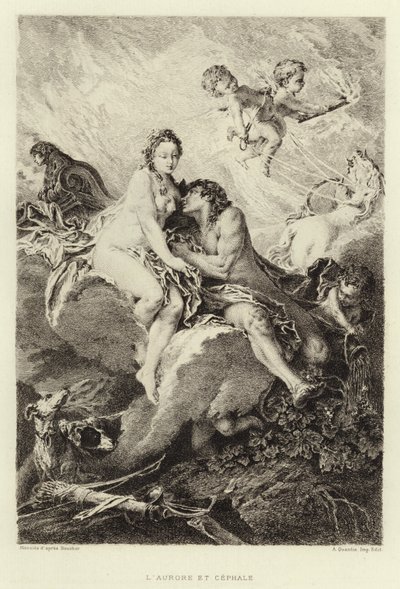 Die Morgenröte und Kephalos (Stich) von Francois (after) Boucher