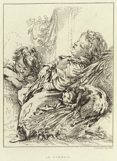 Der Schlaf (Gravur) von Francois (after) Boucher