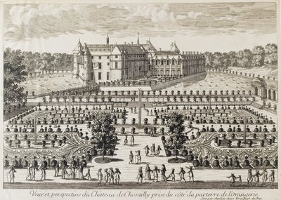 Blick auf das Schloss Chantilly von der Orangerie, Mitte des 18. Jahrhunderts von Francois Antoine Aveline