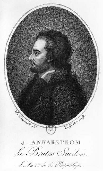 Porträt von Johan Ankarstrom, graviert von B. Gautier, 1792 von Francois Bonneville