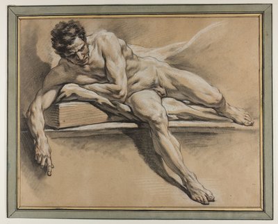 Akademische Studie eines liegenden männlichen Aktes, um 1750 von François Boucher