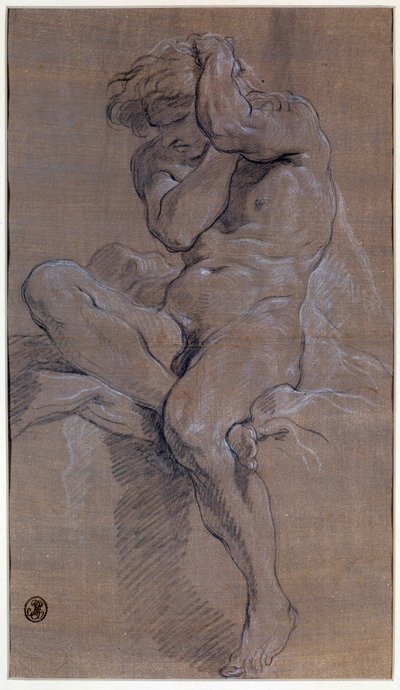 Akademie eines sitzenden nackten Mannes von François Boucher
