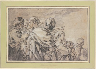 Halbfigurengruppe mit Männern und Frauen mit Kindern von François Boucher