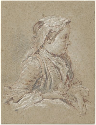 Junge Frau mit Spitzenhaube von François Boucher