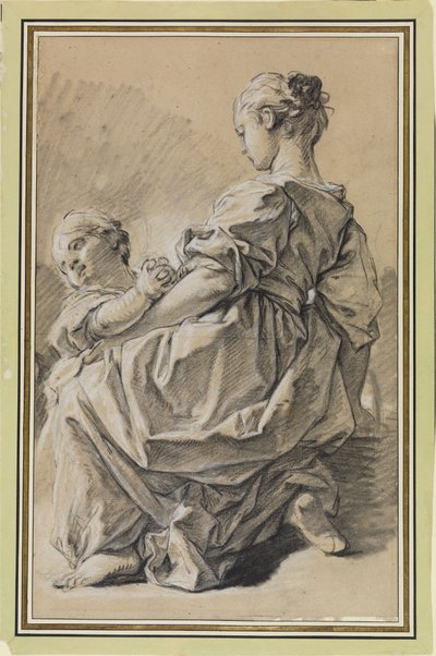 Kniende junge Frau mit Kind von François Boucher