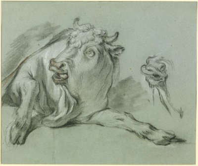 Lagernder Bulle. Studie zum Gemälde "Raub der Europa" im Musée du Louvre in Paris von François Boucher