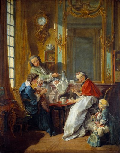Mittagsszene in einem bürgerlichen Interieur. Gemälde von François Boucher (1703-1770) 1739 von François Boucher