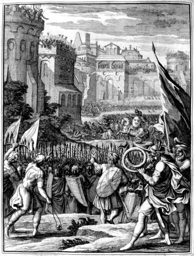 Truppen unter Alarich I., König der Westgoten ab 395, plündern Rom, 410, 1654 von Francois Chauveau