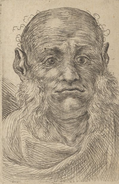 Maske eines glatzköpfigen Mannes mit buschigen Koteletten, aus Divers Masques, ca. 1635-45 von Francois Chauveau