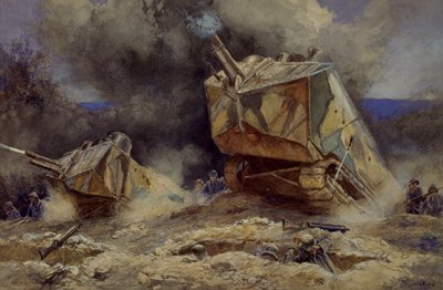 Angriff auf Infanterie und Panzer in Saint Chamond, Juli 1918 von Francois Flameng