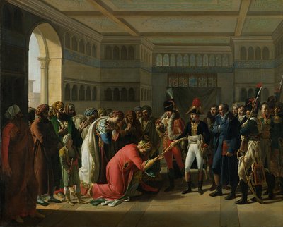 General Bonaparte überreicht dem Militärchef von Alexandria ein Schwert, Juli 1798, 1808 von Francois Henri Mulard