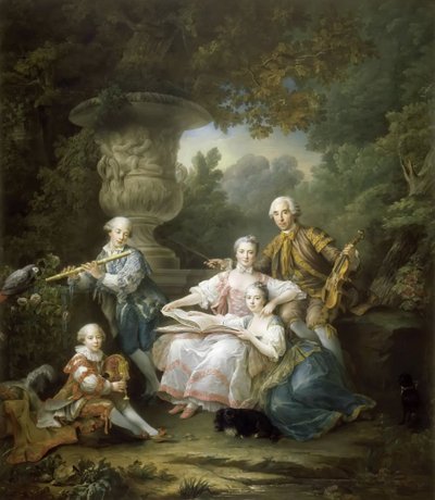 Louis II du Bouchet de Sourches mit seiner Familie von Francois Hubert Drouais