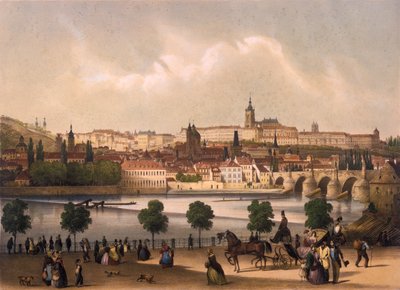 Blick auf die Kleinseite und die Prager Burg Hradschin, um 1845 von Francois Joseph Sandmann