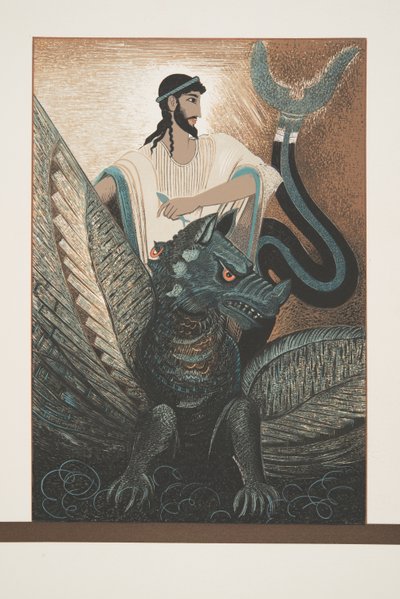 Odysseus und Drache aus Prométhée Enchaîné von Aeschylus, veröffentlicht 1941 von Francois Louis Schmied