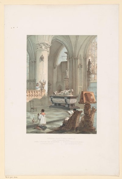 Innenraum der Kathedrale St. Michael und St. Gudula in Brüssel mit dem Grabmal von Ernst von Österreich von Francois Stroobant