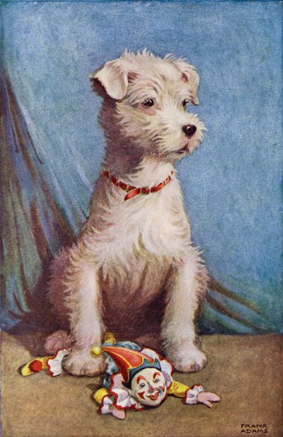 Hund mit einem Spielzeugclown von Frank Adams
