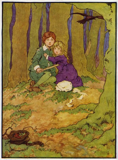 Illustration für Babes in the Wood (Farblithografie) von Frank Adams