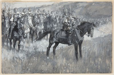 Cromwell und seine Männer singen den 117. Psalm in der Schlacht von Dunbar von Frank Craig