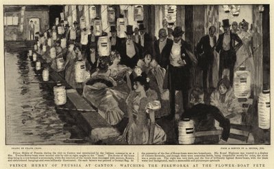 Prinz Heinrich von Preußen in Kanton, beobachtet das Feuerwerk beim Blumenboot-Fest von Frank Craig