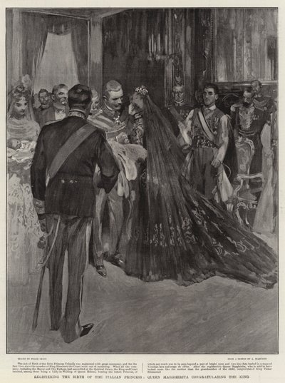 Registrierung der Geburt der italienischen Prinzessin, Königin Margherita gratuliert dem König von Frank Craig