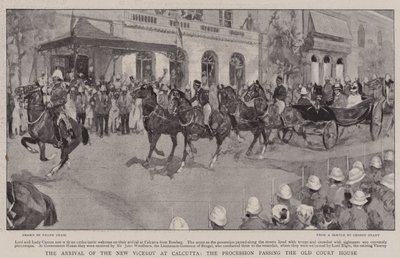 Die Ankunft des neuen Vizekönigs in Kalkutta, die Prozession passiert das Alte Gerichtsgebäude von Frank Craig