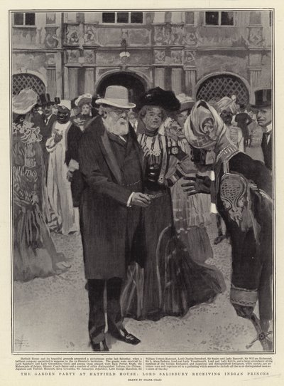 Die Gartenparty im Hatfield House, Lord Salisbury empfängt indische Prinzen von Frank Craig
