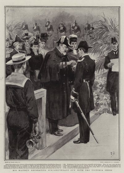 Seine Majestät dekoriert Unterleutnant Guy mit dem Victoria-Kreuz von Frank Dadd