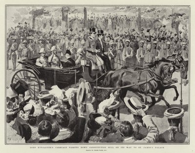 Lord Kitcheners Kutsche fährt den Constitution Hill hinunter auf dem Weg zum St. James