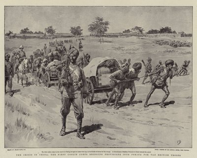 Die Krise in China, das erste Coolie-Korps bringt Proviant nach Peking für die britischen Truppen von Frank Dadd