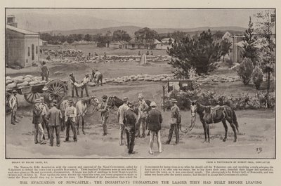 Die Evakuierung von Newcastle, die Einwohner demontieren das Lager, das sie vor dem Verlassen gebaut hatten von Frank Dadd