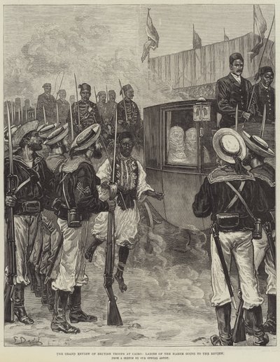 Die große Parade der britischen Truppen in Kairo, Damen des Harems auf dem Weg zur Parade von Frank Dadd