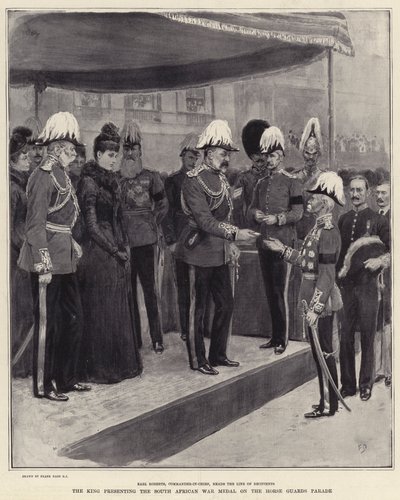 Der König verleiht die Südafrikanische Kriegsmedaille auf der Horse Guards Parade von Frank Dadd