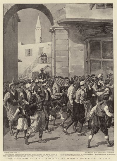 Die Besetzung Kretas, Ankunft der Seaforth Highlanders in Canea von Frank Dadd