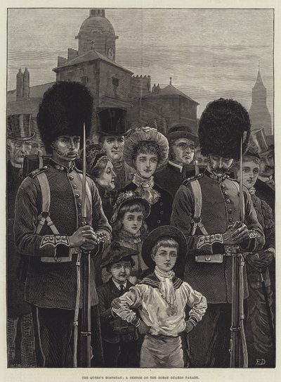 Der Geburtstag der Königin, eine Skizze auf der Horse Guards Parade von Frank Dadd