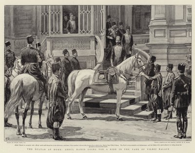 Der Sultan zu Hause, Abdul Hamid reitet im Park des Yildiz-Palastes von Frank Dadd