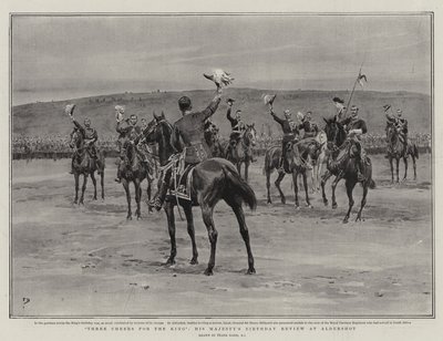 Dreifaches Hoch auf den König, die Geburtstagsparade Seiner Majestät in Aldershot von Frank Dadd