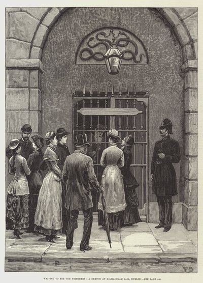 Warten auf die Gefangenen, eine Skizze im Kilmainham-Gefängnis, Dublin von Frank Dadd