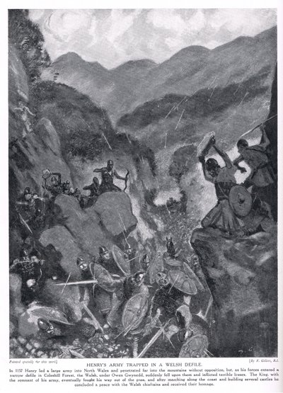 Henrys Armee in einer walisischen Schlucht gefangen, 1920er Jahre von Frank Gillett