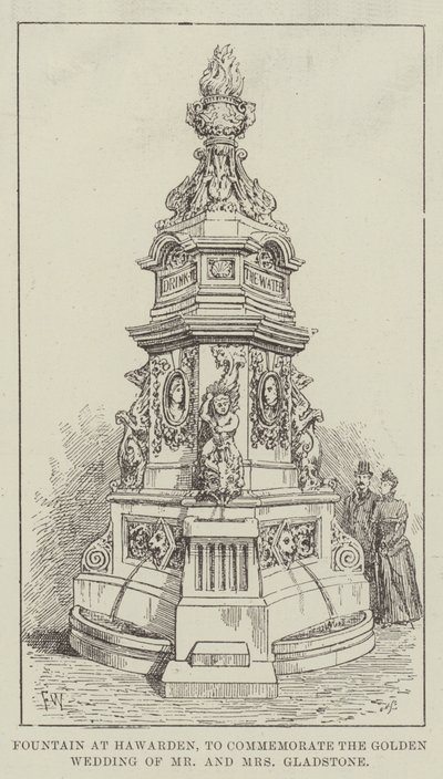 Brunnen in Hawarden, zur Erinnerung an die Goldene Hochzeit von Mr. und Mrs. Gladstone von Frank Watkins