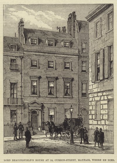Lord Beaconsfields Haus in der Curzon-Straße 19, Mayfair, wo er starb von Frank Watkins