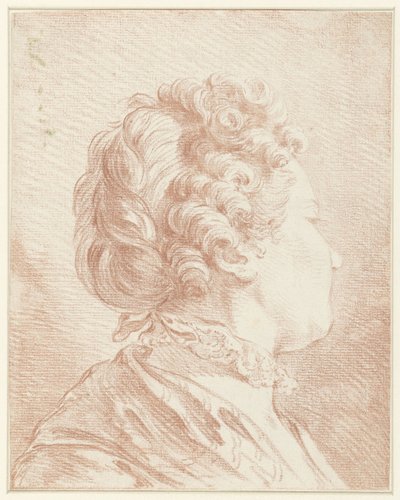Nach rechts schauender Damenkopf mit Spitzenkragen von François Boucher (possibly)