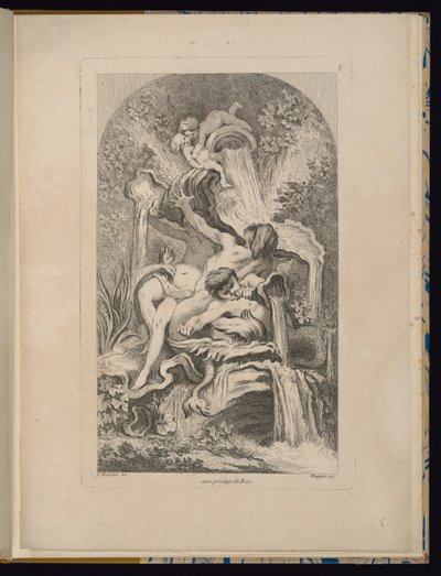 Tafel 5, Receuil de Fontaines (Sammlung von Brunnen) von François Boucher