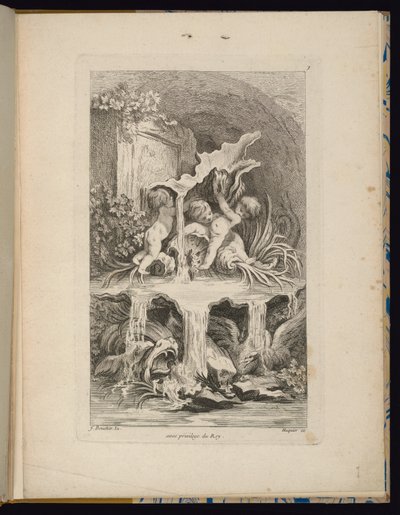 Tafel 7, Receuil de Fontaines (Sammlung von Brunnen) von François Boucher