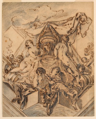 Projekt für ein Eckmotiv einer bemalten Decke von François Boucher