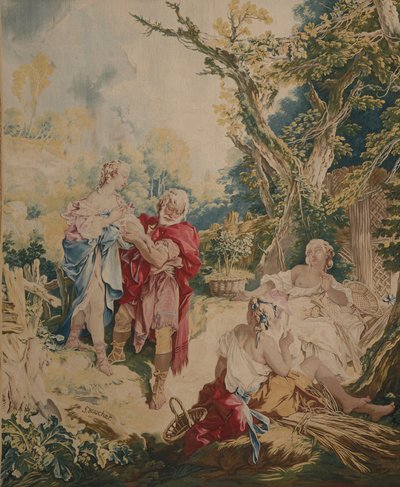 Wandteppich zeigt Psyche und den Korbmacher von François Boucher