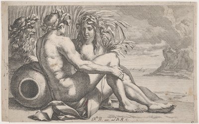 Flussgötter ruhen vor einer Meereslandschaft, 1651-82 von François Bourlier